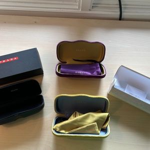 Lot of 4 Designer Glass Cases-2 Gucci, Prada and Jimmy Choo